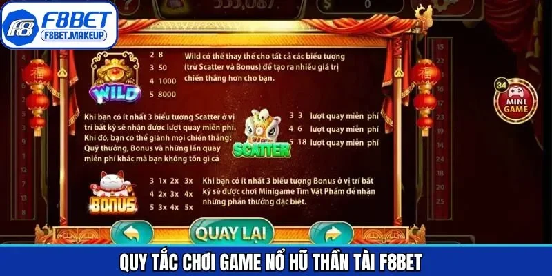 Các quy tắc chung trong game quay hũ thần tài tại F8BET